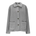 thumbnail image 1 of XPMWRP Women's Faux Fur Button Down Coats Lapel Long Sleeve Solid Color Casual Jackets Winter Keep Warm Loose Jacket with Pocket Gray XL, 1 of 6