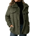 thumbnail image 1 of XPMWRP Women's Faux Fur Button Down Coats Lapel Long Sleeve Solid Color Casual Jackets Winter Keep Warm Loose Jacket with Pocket Green S, 1 of 7