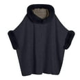 thumbnail image 1 of XPMWRP Women's Faux Fur Collar Casual Shawls Long Sleeve Solid Color Cloak Cape Winter Warm Fashion Loose Elegant Clothes Blue Free Size, 1 of 3