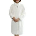 thumbnail image 1 of XPMWRP Women's Faux Fur Long Jacket Fashion Turtleneck Long Sleeve Fleece Coat Winter Keep Warm Loose Solid Color Jacket White XXL, 1 of 2
