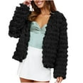 thumbnail image 1 of XPMWRP Women's Faux Fur Open Front Coats Oversized Loose Solid Color Jackets Trendy Casual Winter Warm Outerwear Black M, 1 of 6