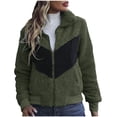 thumbnail image 1 of XPMWRP Women's Faux Fur Patchwork Coats Long Sleeve Zip Fleece Fashion Lapel Jackets Winter Warm Casual Loose Coat with Pockets Green S, 1 of 3