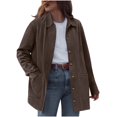 thumbnail image 1 of XPMWRP Women's Faux Suede Button Jacket Long Sleeve Solid Color Casual Lapel Coats Winter Loose Warm Trendy Coats with Pocket Brown L, 1 of 8