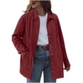 thumbnail image 1 of XPMWRP Women's Faux Suede Button Jacket Long Sleeve Solid Color Casual Lapel Coats Winter Loose Warm Trendy Coats with Pocket Red M, 1 of 8