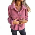 thumbnail image 1 of XPMWRP Women's Fleece Button Down Coats Lapel Long Sleeve Solid Color Casual Jackets Winter Keep Warm Loose Jacket with Pocket Pink L, 1 of 6