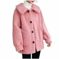 thumbnail image 1 of XPMWRP Women's Fleece Button Down Coats Lapel Long Sleeve Solid Color Casual Jackets Winter Keep Warm Loose Jacket with Pocket Pink M, 1 of 4