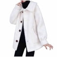thumbnail image 1 of XPMWRP Women's Fleece Button Down Coats Lapel Long Sleeve Solid Color Casual Jackets Winter Keep Warm Loose Jacket with Pocket White XXXL, 1 of 4