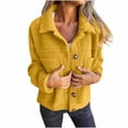 thumbnail image 1 of XPMWRP Women's Fleece Button Down Coats Lapel Long Sleeve Solid Color Casual Jackets Winter Keep Warm Loose Jacket with Pocket Yellow XL, 1 of 6