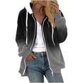 thumbnail image 1 of XPMWRP Women's Fleece Hoodies Gradient Color Jackets Casual Full Zip Long Sleeve Drawstring Coats Fall Winter Fashion Outerwear Jacket Gray M, 1 of 6