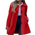 thumbnail image 1 of XPMWRP Women's Fleece Lapel Collared Trench Jacket Single Breasted Casual Solid Color Coat Fall Winter Warm Long Sleeve Jackets Red XXL, 1 of 8