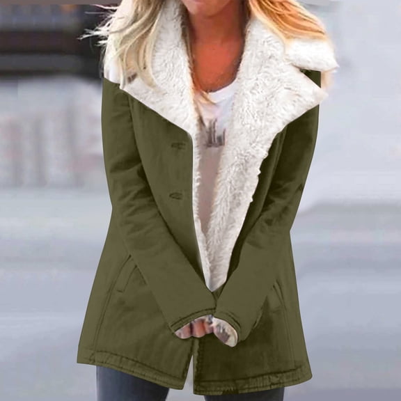 XPMWRP Women's Fleece Lined Hooded Jackets Long Sleeve Solid Color Fashion Casual Coats Winter Soft Warm Button Down Jackets with Pockets Green M
