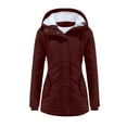 thumbnail image 1 of XPMWRP Women's Fleece Lined Hooded Thicken Coat Long Sleeve Solid Color Casual Zip Up Jackets Winter Soft Warm Trendy Coats with Pockets Red L, 1 of 4