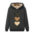 thumbnail image 1 of XPMWRP Women's Fleece Lined Thermal Hoodies Sweatshirts Heart Print Pullover Winter Soft Warm Casual Long Sleeve Sweatshirt Black S, 1 of 3
