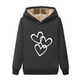 thumbnail image 1 of XPMWRP Women's Fleece Lined Thermal Hoodies Sweatshirts Heart Print Pullover Winter Soft Warm Casual Long Sleeve Sweatshirt Black XL, 1 of 3