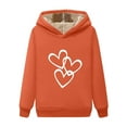 thumbnail image 1 of XPMWRP Women's Fleece Lined Thermal Hoodies Sweatshirts Heart Print Pullover Winter Soft Warm Casual Long Sleeve Sweatshirt Orange XXL, 1 of 3