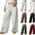 thumbnail image 1 of XPMWRP Women's Fleece Lined Wide Leg Sweatpants Winter Warm Drawstring Elastic Waistband Baggy Pants Athletic Joggers Red L, 1 of 9