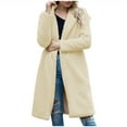 thumbnail image 1 of XPMWRP Women's Fleece Thick Open Front Trench Jackets Solid Color Long Sleeve Lapel Coat Winter Warm Oversized Casual Cardigan Coat Yellow S, 1 of 6