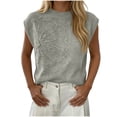 thumbnail image 1 of XPMWRP Women's Floral Embroidery Sleeveless Knit Vest Top Soft Loose Fit Crew Neck Casual Sweater Tank for Spring Summer Daily Vacation Outfits Silver L, 1 of 6
