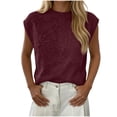 thumbnail image 1 of XPMWRP Women's Floral Embroidery Sleeveless Knit Vest Top Soft Loose Fit Crew Neck Casual Sweater Tank for Spring Summer Daily Vacation Outfits Wine M, 1 of 6