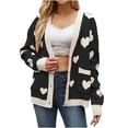 thumbnail image 1 of XPMWRP Women's Floral Print Fleece Jackets Button Long Sleeves Casual Coat Loose Fall Winter Trendy with Pockets Black L, 1 of 5