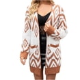 thumbnail image 1 of XPMWRP Women's Floral Print Fleece Open Front Jackets Long Sleeves Casual Loose Coats Oversized Winter Trendy Knitted Cardigan Coats Brown L, 1 of 8