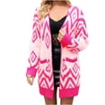 thumbnail image 1 of XPMWRP Women's Floral Print Fleece Open Front Jackets Long Sleeves Casual Loose Coats Oversized Winter Trendy Knitted Cardigan Coats Pink S, 1 of 7