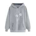 thumbnail image 1 of XPMWRP Women's Floral Print Hooded Drawstring Sweatshirt Trendy Loose Long Sleeve Pullover Casual Oversized Fall Winter Fashion Sweatshirt Gray XL, 1 of 3