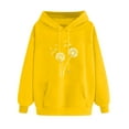 thumbnail image 1 of XPMWRP Women's Floral Print Hooded Drawstring Sweatshirt Trendy Loose Long Sleeve Pullover Casual Oversized Fall Winter Fashion Sweatshirt Yellow XXL, 1 of 3
