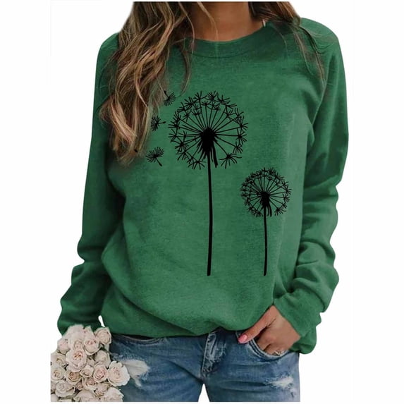 XPMWRP Women's Floral Print Sweatshirt Casual Loose Crewneck Set Long Sleeve Shirts Floral Graphic Pullover Tops Shirt Green XXL