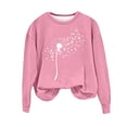 thumbnail image 1 of XPMWRP Women's Floral Print Sweatshirt Long Sleeve Loose Casual Crewneck Pullover Oversized Fall Winter Sweatshirts Pink L, 1 of 4