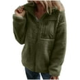 thumbnail image 1 of XPMWRP Women's Full Zipper Fleece Jackets Long Sleeve Solid Color Relaxed Stand Collar Coats Winter Soft Warm Trendy Coats with Pockets Green M, 1 of 7