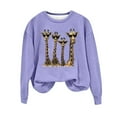 thumbnail image 1 of XPMWRP Women's Giraffe Graphic Print Sweatshirt Long Sleeve Loose Crewneck Pullover Oversized Fall Winter Sweatshirts Purple XXL, 1 of 4
