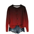 thumbnail image 1 of XPMWRP Women's Gradient Color Knitted Jacket Long Sleeve Button Down Casual Coats Fall Winter Trendy Loose Jacket Red XL, 1 of 4