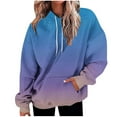 thumbnail image 1 of XPMWRP Women's Gradient Color Oversized Drawstring Hoodies Sweatshirt Long Sleeve Lightweight Loose Fit Comfortable Pullover with Pockets Blue XL, 1 of 5