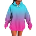 thumbnail image 1 of XPMWRP Women's Gradient Color Oversized Hoodie Sweatshirts Dressy Casual Long Sleeve Pullover Tops Loose Winter Warm Clothes Pink XL, 1 of 5