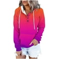 thumbnail image 1 of XPMWRP Women's Gradient Color Oversized Hoodies Drawstring Sweatshirt Long Sleeve Loose Fit Comfortable Button Pullover with Pockets Pink XL, 1 of 6