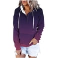 thumbnail image 1 of XPMWRP Women's Gradient Color Oversized Hoodies Drawstring Sweatshirt Long Sleeve Loose Fit Comfortable Button Pullover with Pockets Red S, 1 of 6