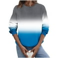 thumbnail image 1 of XPMWRP Women's Gradient Trendy Sweatshirt Casual Long Sleeve Crew Neck Pullover Loose Spring Fall Sweatshirt Blue XL, 1 of 5