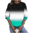 thumbnail image 1 of XPMWRP Women's Gradient Trendy Sweatshirt Casual Long Sleeve Crew Neck Pullover Loose Spring Fall Sweatshirt Sky Blue L, 1 of 5