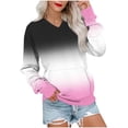 thumbnail image 1 of XPMWRP Women's Gradient Trendy Sweatshirt Casual Long Sleeve V Neck Pullover Loose Fall Winter Warm Sweatshirt Pink M, 1 of 5