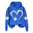 thumbnail image 1 of XPMWRP Women's Heart Graphic Print Hoodie Drawstring Sweatshirts Long Sleeve Oversized Pullover Casual Loose Fit Fall Winter Sweatshirts Blue S, 1 of 3