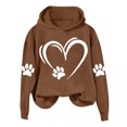 thumbnail image 1 of XPMWRP Women's Heart Graphic Print Hoodie Drawstring Sweatshirts Long Sleeve Oversized Pullover Casual Loose Fit Fall Winter Sweatshirts Brown L, 1 of 3