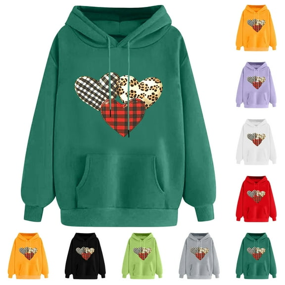 XPMWRP Women's Heart Graphic Print Hoodie Sweatshirts Long Sleeve Oversized Pullover Casual Loose Fit Fall Winter Sweatshirts Gray XXL
