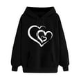 thumbnail image 1 of XPMWRP Women's Heart Graphic Print Hoodies Loose Drawstring Sweatshirt Casual Sweaters Funny Long Sleeve Winter Oversized Pullover Tops Black L, 1 of 4