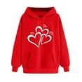 thumbnail image 1 of XPMWRP Women's Heart Graphic Printed Hoodie Sweatshirt Long Sleeve Trendy Loose Comfy Fleece Drawstring Pullover Tops Fall Winter Sweatshirts Red XL, 1 of 6