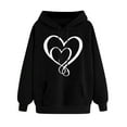 thumbnail image 1 of XPMWRP Women's Heart Graphic Printed Hoodie Sweatshirt Long Sleeve Trendy Loose Comfy Fleece Pullover Tops Fall Winter Drawstring Sweatshirts Black XXL, 1 of 6