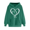 thumbnail image 1 of XPMWRP Women's Heart Graphic Printed Hoodie Sweatshirt Long Sleeve Trendy Loose Comfy Fleece Pullover Tops Fall Winter Drawstring Sweatshirts Green S, 1 of 6