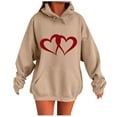 thumbnail image 1 of XPMWRP Women's Heart Print Oversized Hoodies Winter Warm Sweatshirts Hooded Pullover Fashion Casual Tops Sweater Trendy Outfits Yellow XL, 1 of 4