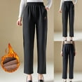 thumbnail image 1 of XPMWRP Women's High Waist Sherpa Lined Sweatpants Casual Winter Warm Straight Leg Pants Elastic Travel Athletic Work Pants Navy XXL, 1 of 5