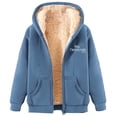 thumbnail image 1 of XPMWRP Women's Hooded Fleece Jacket Oversized Solid Color Zip Coat Fall Winter Warm Long Sleeve Loose Jacket with Pockets Blue XL, 1 of 4